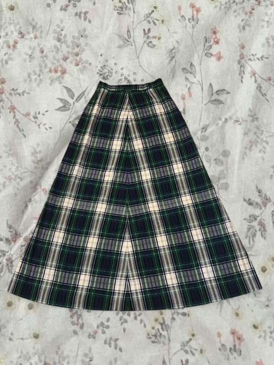 Handmade Dresses & Skirts - Vintage 60s 70s Plaid Circle Skirt Maxi Cotton Seersucker Cottagecore